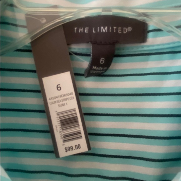 THE LIMITED Womens Calm Sea Convertible Sleeve Stripe Shirt Dress Stretch Cotton - Picture 9 of 16